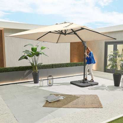 Genesis Grey Frame Cantilever Parasol — from above