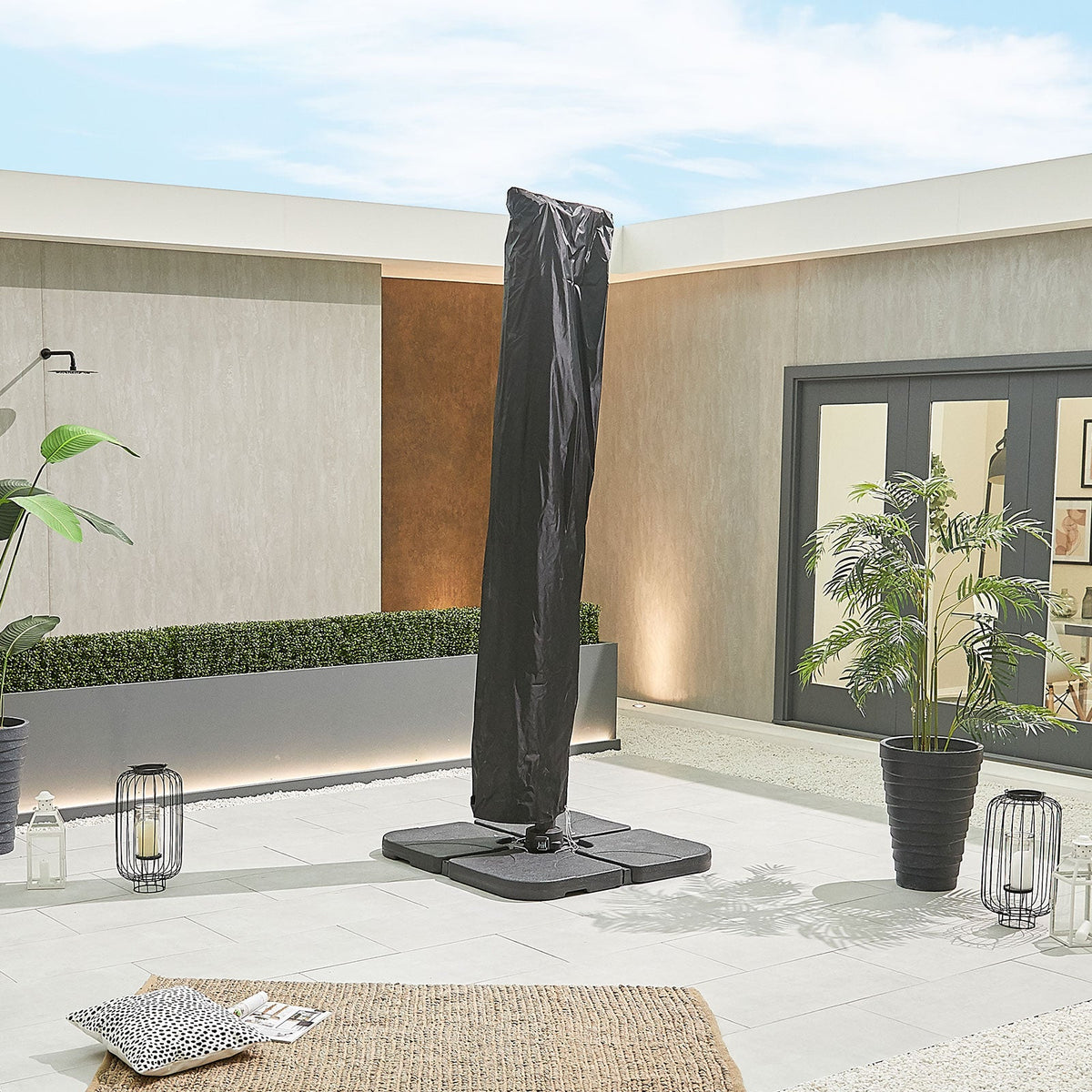 Genesis Grey Frame Cantilever Parasol — showing texture and finish