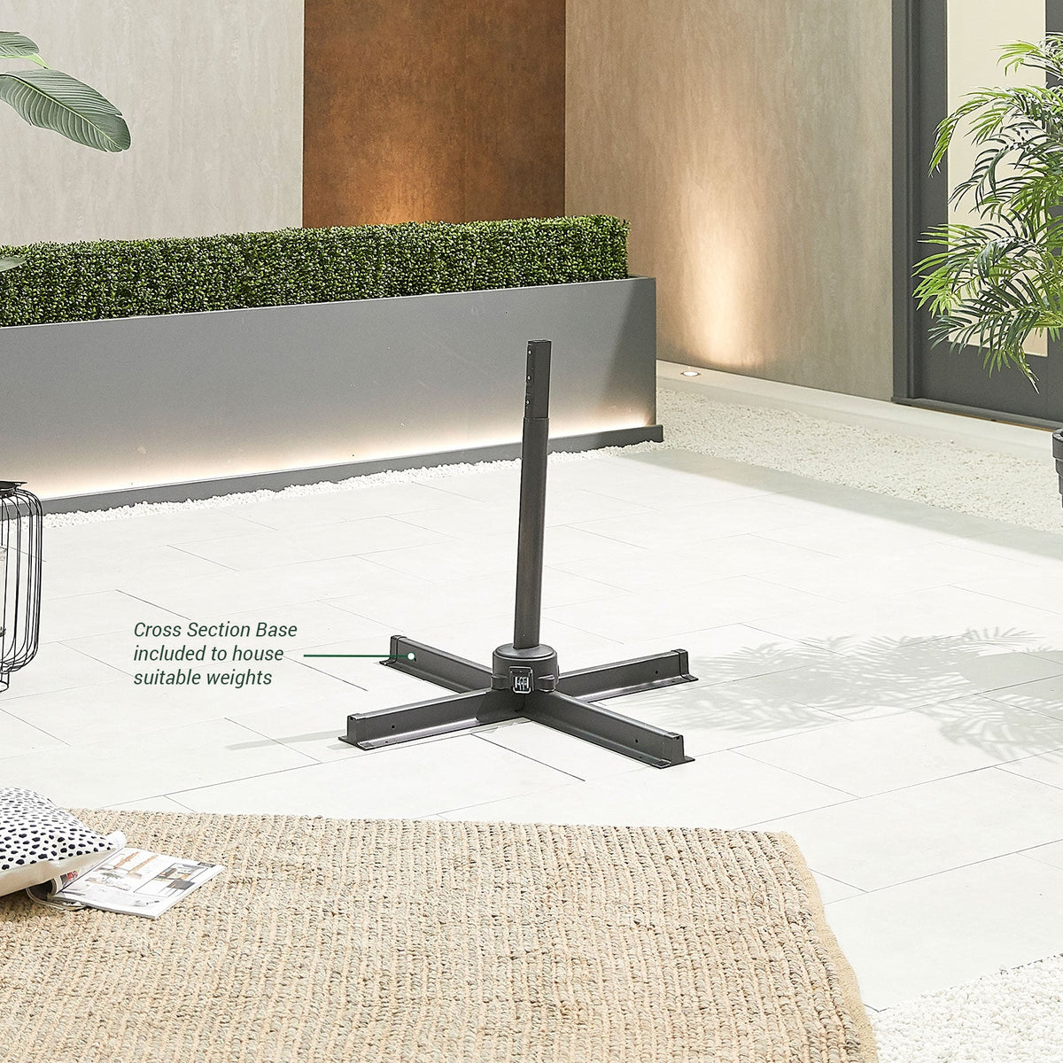 Genesis Grey Frame Cantilever Parasol — rear view