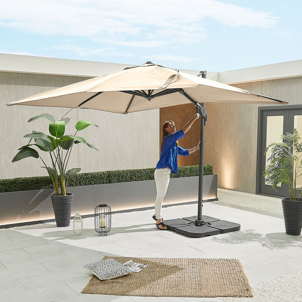 Genesis Grey Frame Cantilever Parasol — front view