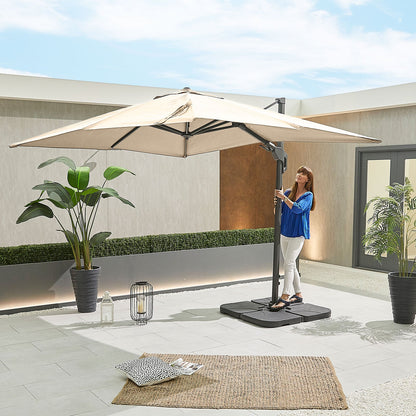 Genesis Grey Frame Cantilever Parasol — in use outdoors