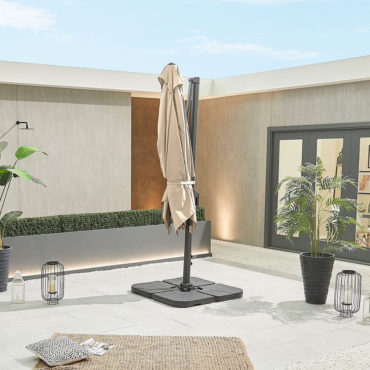 Genesis Grey Frame Cantilever Parasol — close-up detail