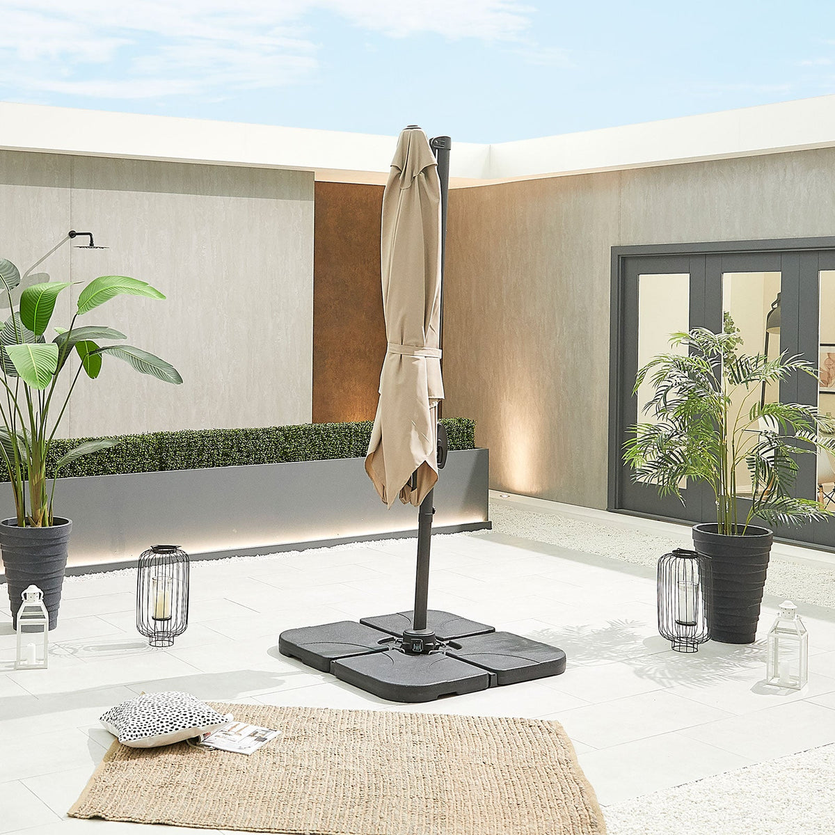Apollo Cantilever Parasol — with accessories shown