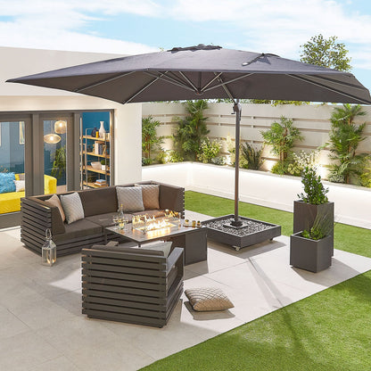 Galaxy Grey Frame LED Cantilever Parasol — set up and ready to use