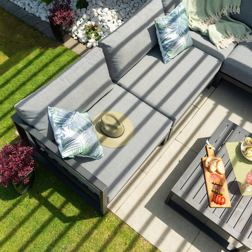 Titan Freestanding Aluminium Pergola — styled in a garden setting