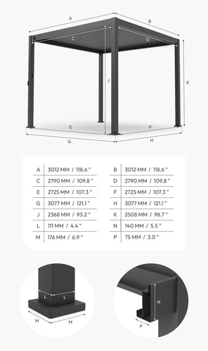 Titan Freestanding Aluminium Pergola — rear view