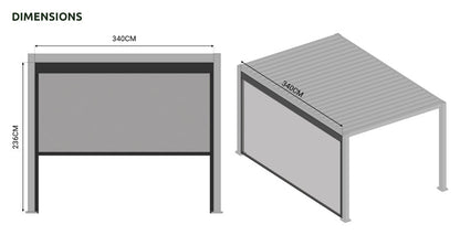 Titan Pergola Pull Down Privacy Screen — set up and ready to use
