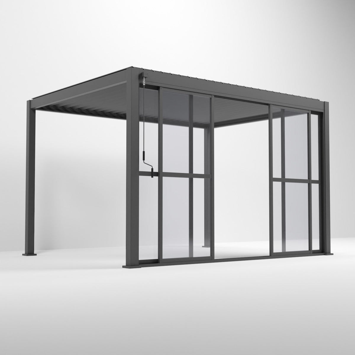 Titan Clear Sliding Doors — styled in a garden setting