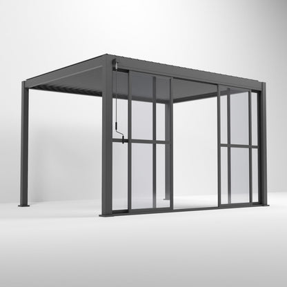 Titan Clear Sliding Doors — styled in a garden setting