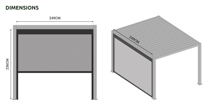 Titan Pergola Pull Down Privacy Screen — in use outdoors