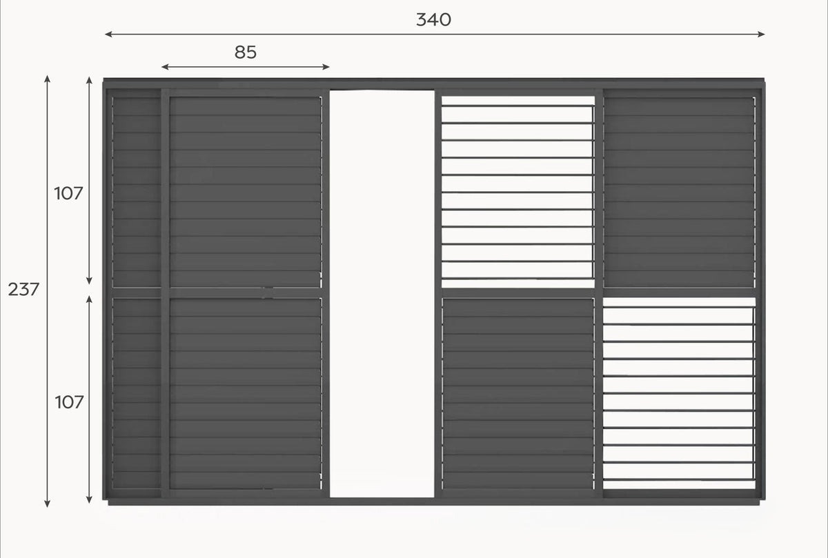 Adjustable Louvre Sliding Door Side Wall - 3.6m - Grey — in use outdoors