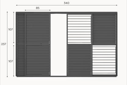 Adjustable Louvre Sliding Door Side Wall - 3.6m - Grey — in use outdoors