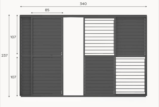 Adjustable Louvre Sliding Door Side Wall - 3.6m - Grey — in use outdoors