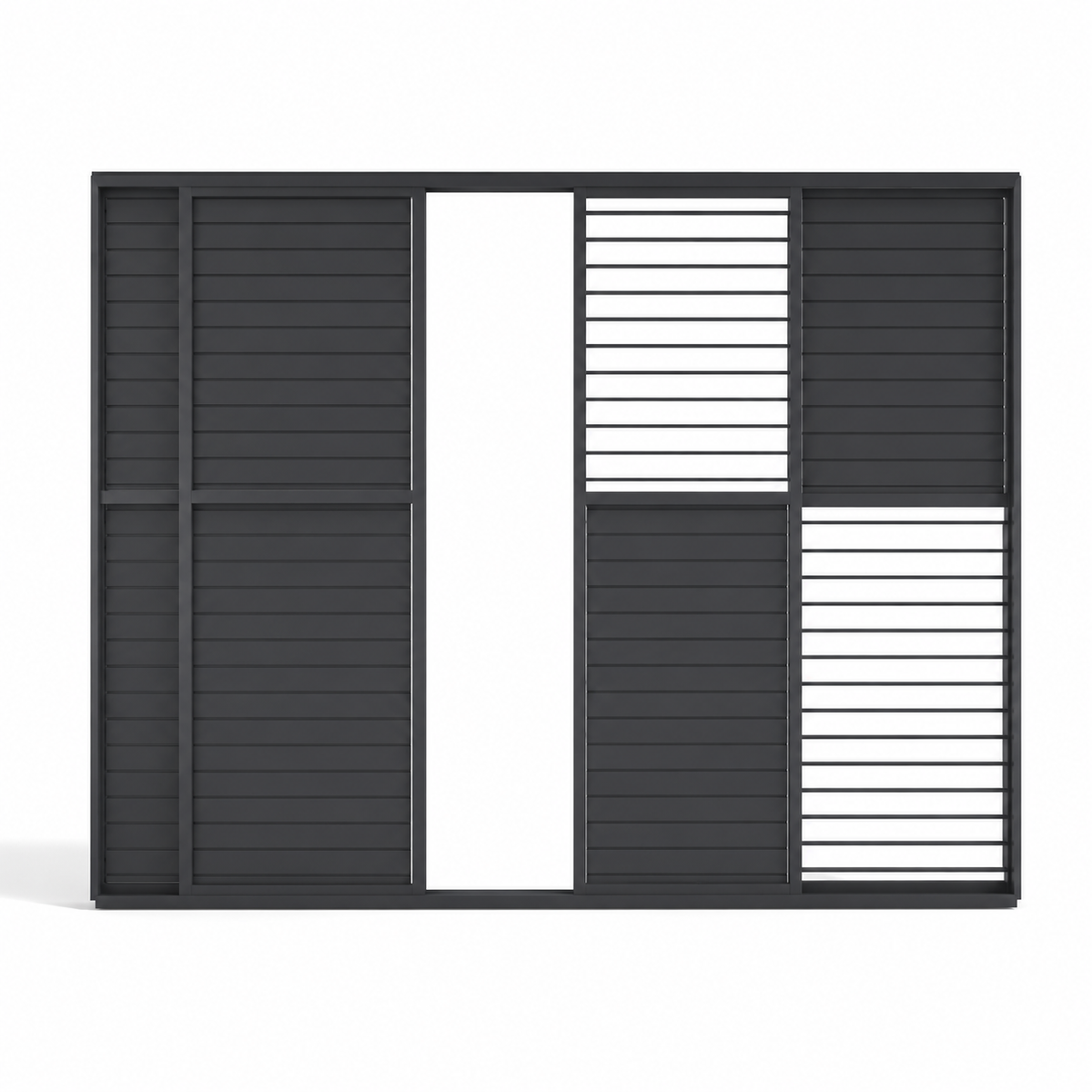 Adjustable Louvre Sliding Door Side Wall - 3.6m - Grey — front view