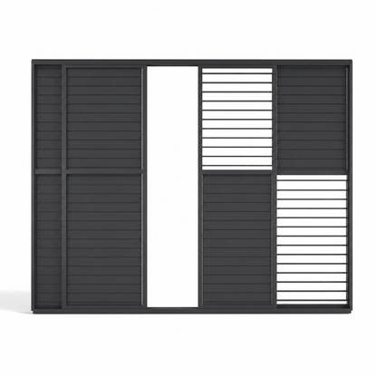 Adjustable Louvre Sliding Door Side Wall - 3.6m - Grey — front view