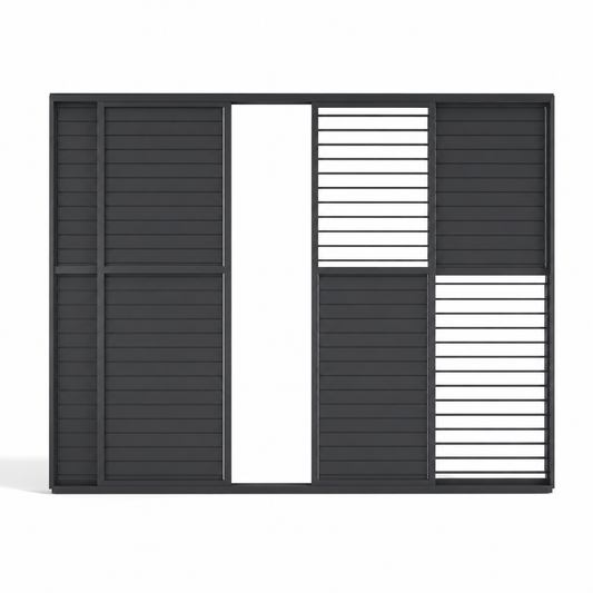 Adjustable Louvre Sliding Door Side Wall - 3.6m - Grey — front view
