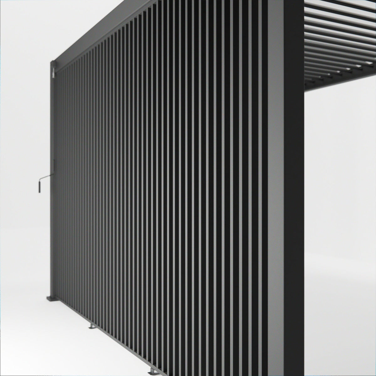 Vertical Louvre Side Wall Panel — styled in a garden setting