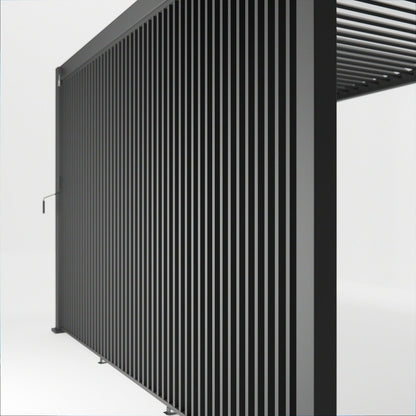 Vertical Louvre Side Wall Panel — styled in a garden setting