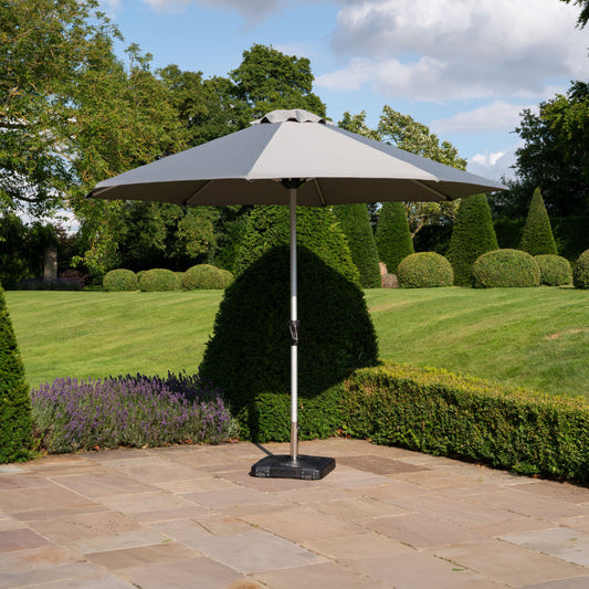 Enzo Crank Operated Parasol — in use outdoors