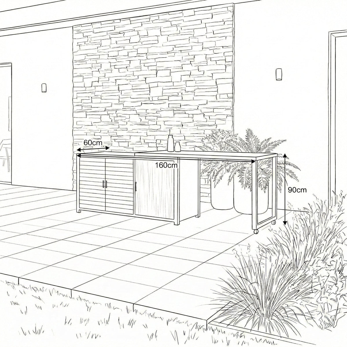 Cook Cab Outdoor Kitchen Workstation - Grey — from above