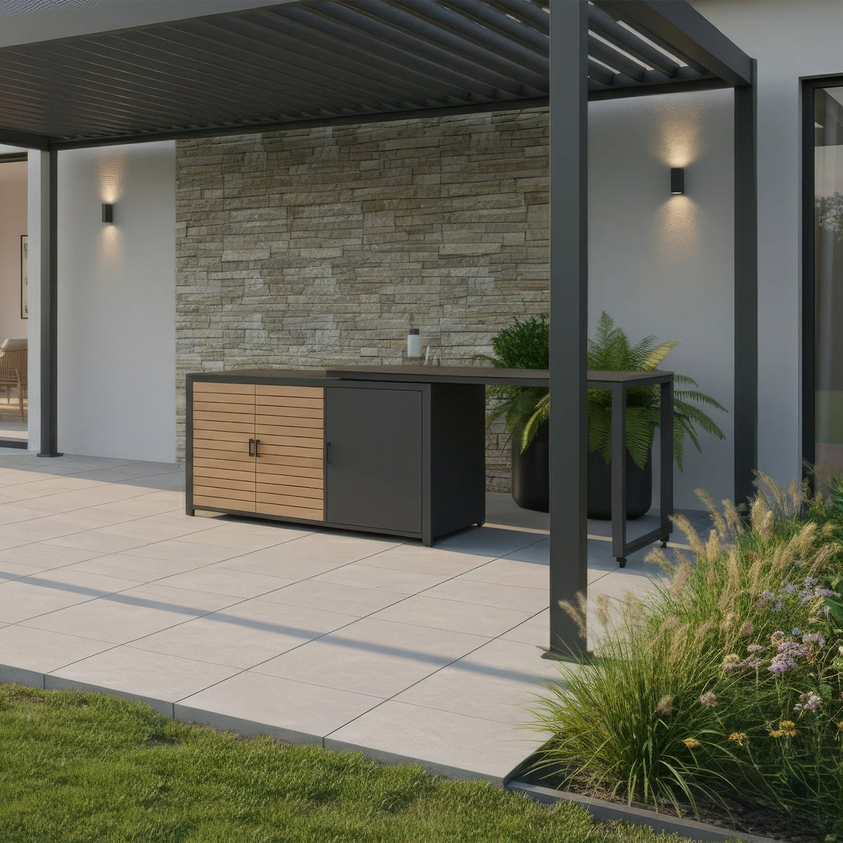 Cook Cab Outdoor Kitchen Workstation - Grey — close-up detail