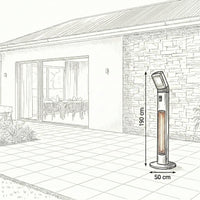 Outdoor Pedestal Heater — in use outdoors