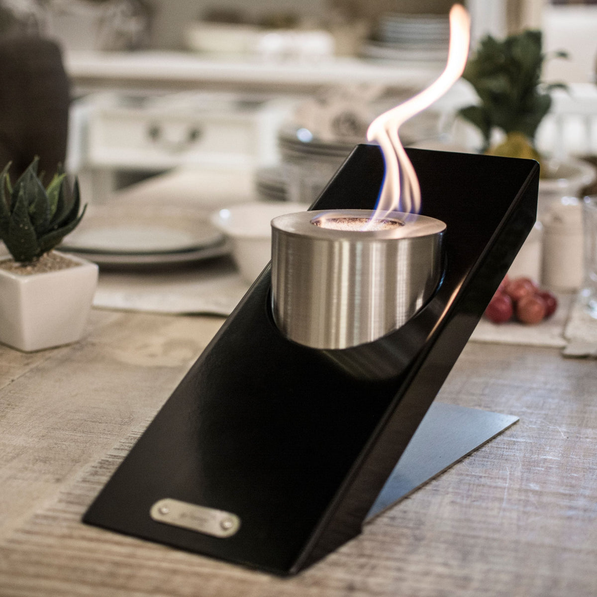 GlammFire Oblique Single Tabletop Fire — in use outdoors