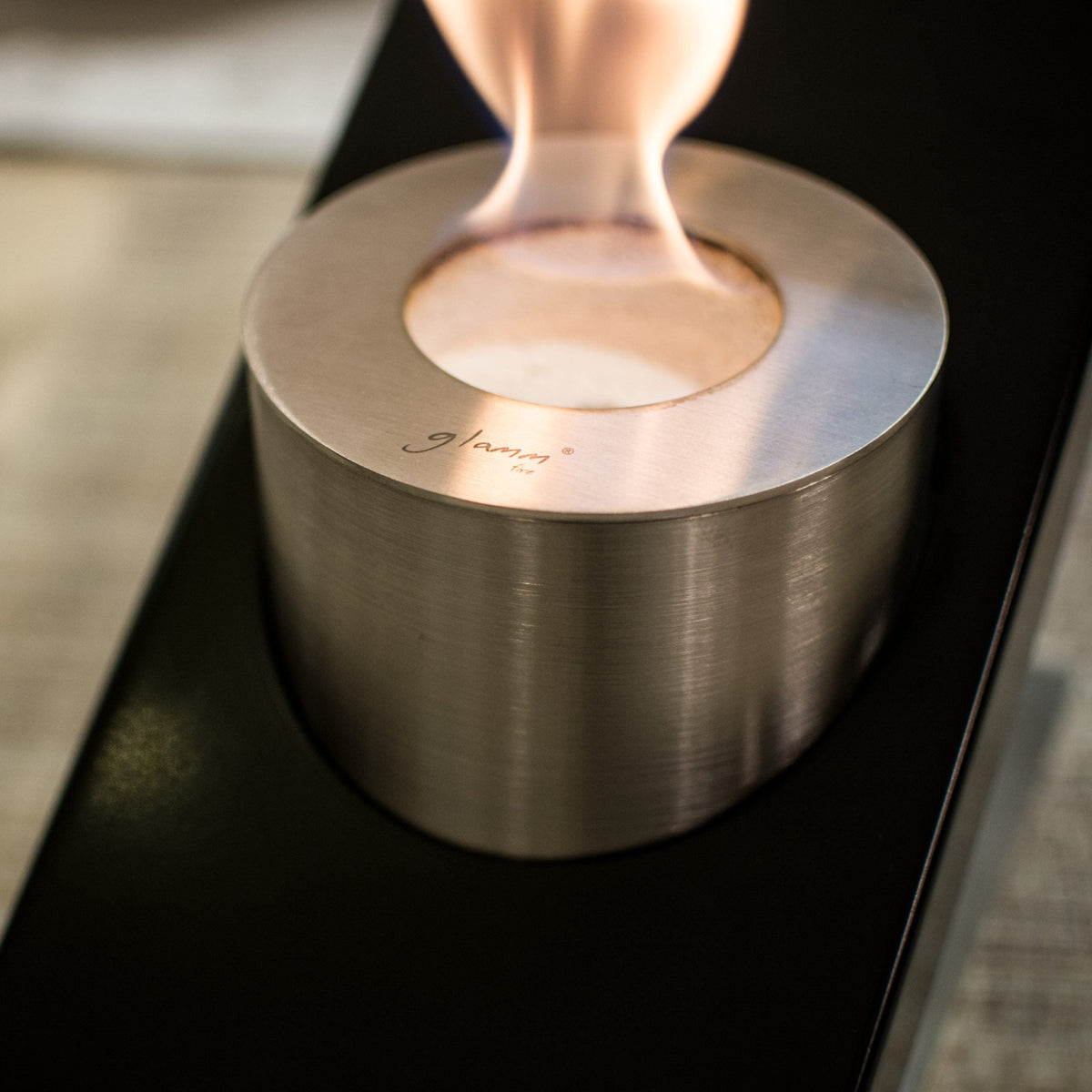 GlammFire Oblique Single Tabletop Fire — from an angle