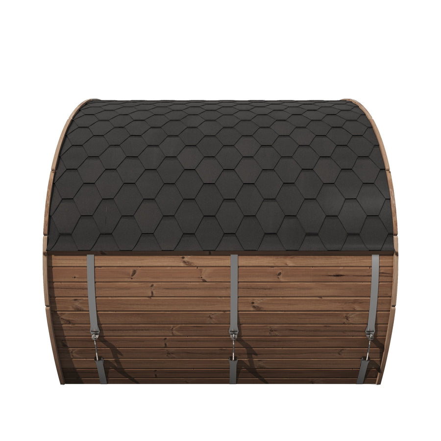 Oval Sauna Frodo 240 XL Room — Full Front Glass Thermowood, Single Room — thermowood — front view 1