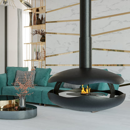 Glammfire Perola Plus Suspended Fire — from an angle