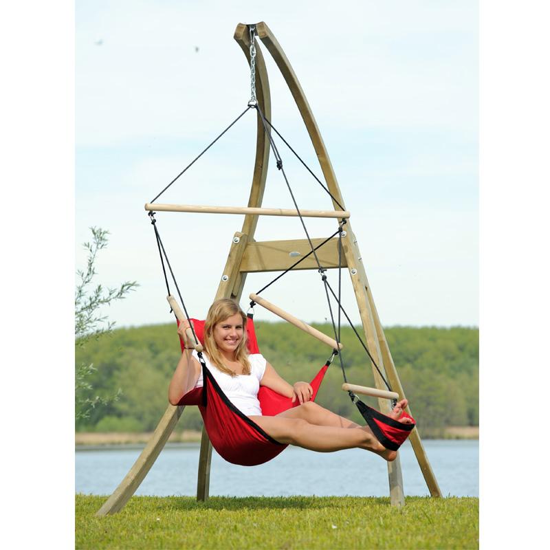 Atlas Hammock Chair Stand — styled in a garden setting