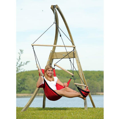 Atlas Hammock Chair Stand — styled in a garden setting
