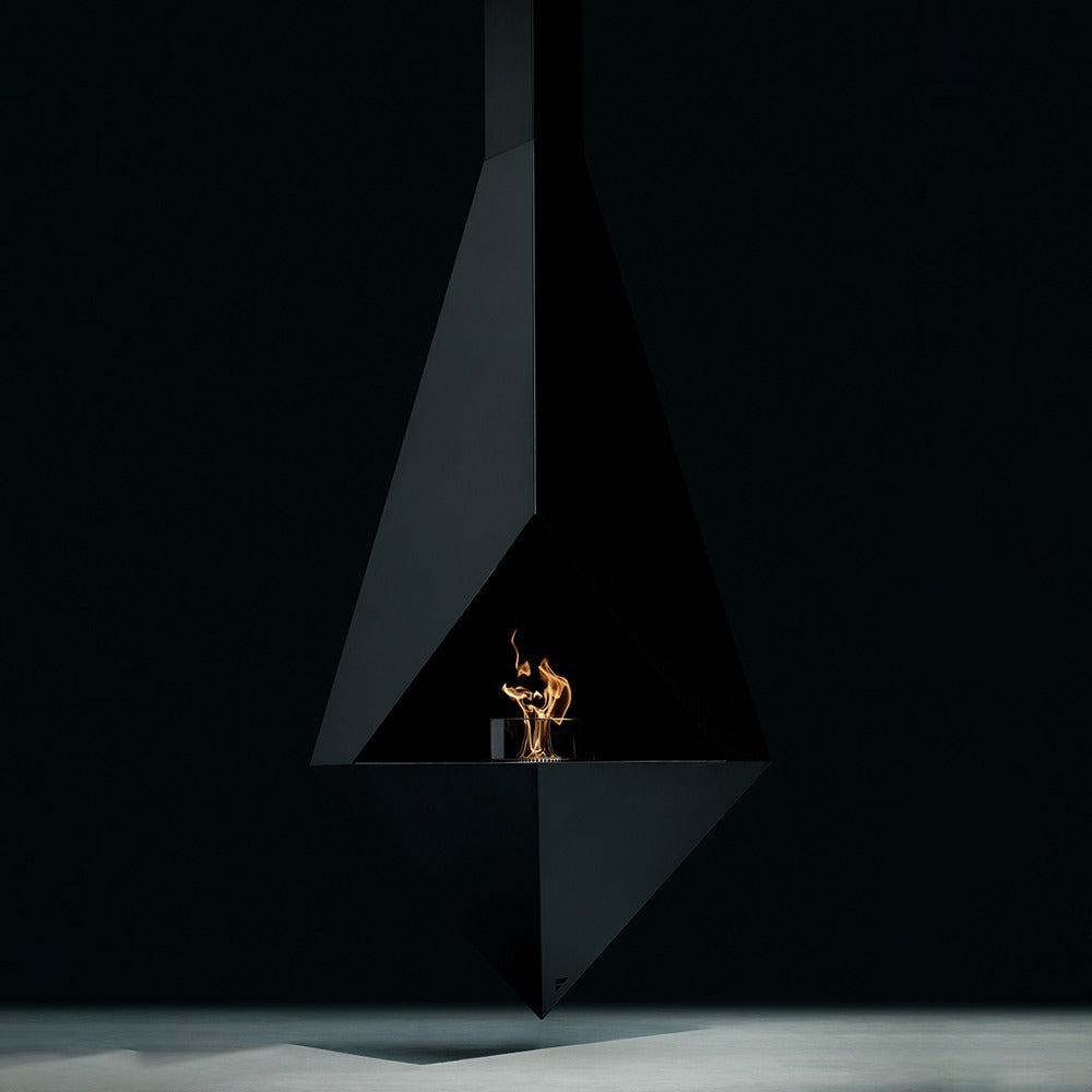 Glammfire Pythagoras Suspended Fire — styled in a garden setting