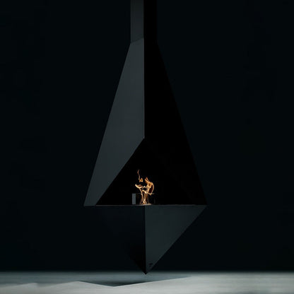 Glammfire Pythagoras Suspended Fire — styled in a garden setting