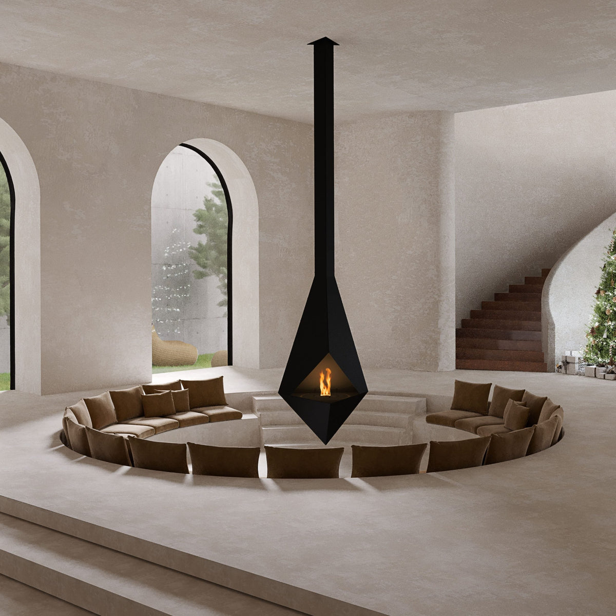 Glammfire Pythagoras Suspended Fire — in use outdoors