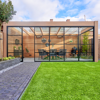 Roma Velo steel look glass door panel installed on a veranda side, horizontal bar design visible