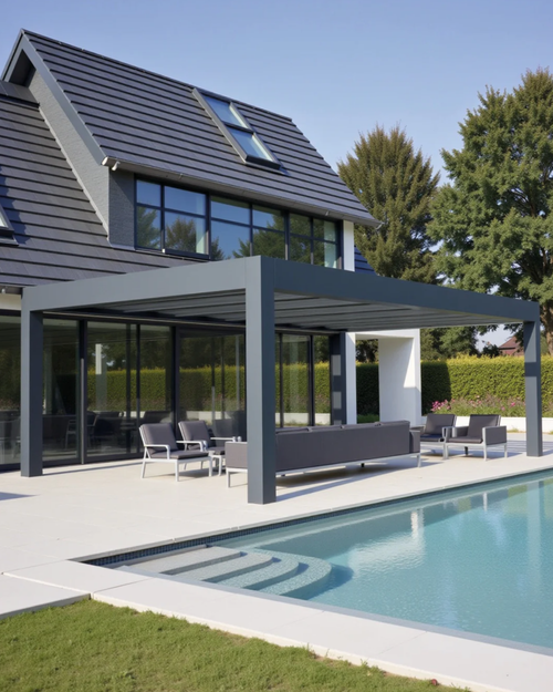 Glass Roof Aluminium Pergola | The Cristallo | Reinforced Safety Glass | Extra-Wide Panels | Spans Up To 7m | Integrated LED