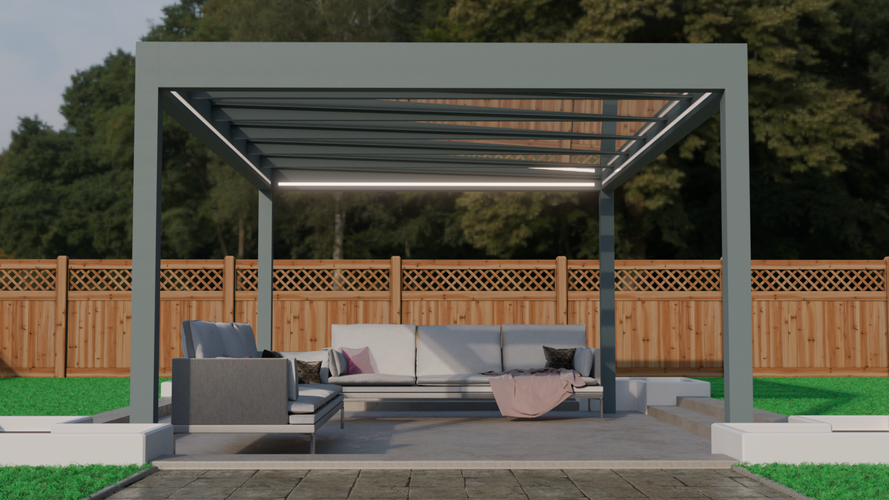 Glass Roof Aluminium Pergola | The Cristallo | Reinforced Safety Glass | Extra-Wide Panels | Spans Up To 7m | Integrated LED