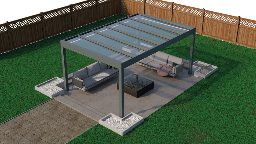 Glass Roof Aluminium Pergola | The Cristallo | Reinforced Safety Glass | Extra-Wide Panels | Spans Up To 7m | Integrated LED