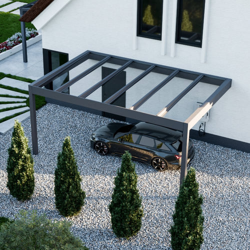 Glass Roof Aluminium Pergola | The Cristallo | Reinforced Safety Glass | Extra-Wide Panels | Spans Up To 7m | Integrated LED