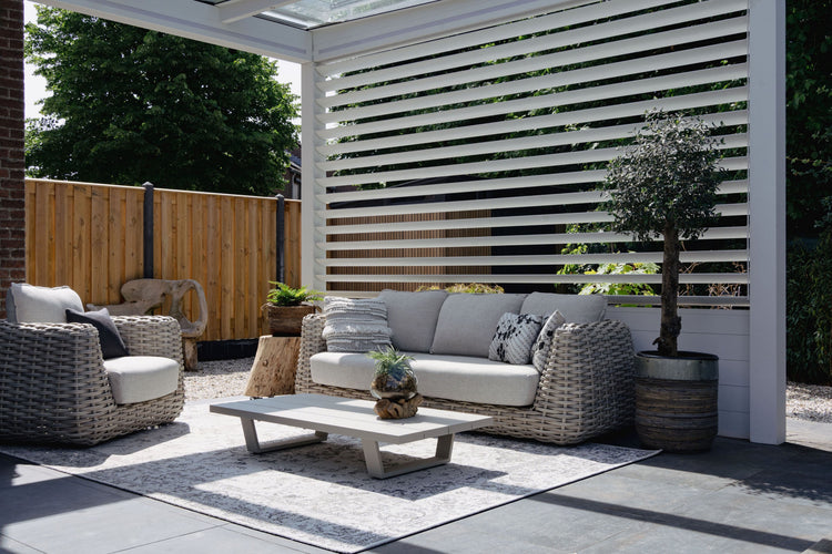 Glass Roof Aluminium Pergola | The Cristallo | Reinforced Safety Glass | Extra-Wide Panels | Spans Up To 7m | Integrated LED