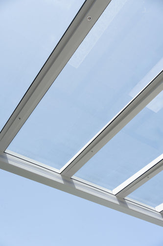 Glass Roof Aluminium Pergola | The Cristallo | Reinforced Safety Glass | Extra-Wide Panels | Spans Up To 7m | Integrated LED