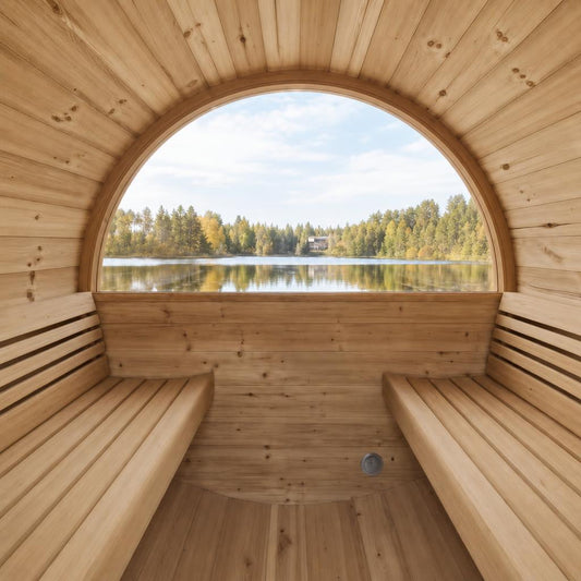 Barrel Sauna Ergo 180 — Spruce Garden Sauna with Room to Recline, 1.8m — lifestyle photo 8