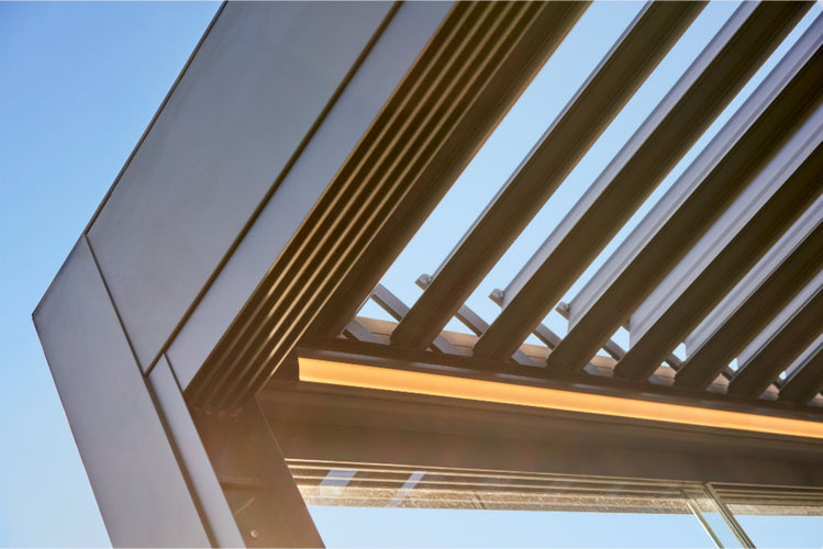 Motorised Pergola | The Aperto | Sliding Retractable Panels | Spans Up To 7m | Integrated LED | Wall-Mounted or Freestanding