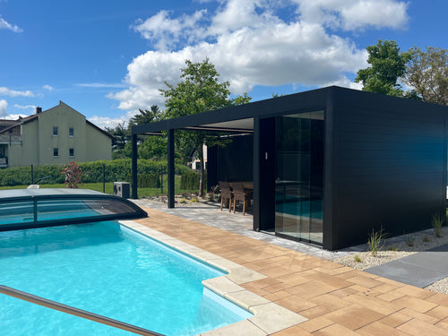 Motorised Pergola | The Aperto | Sliding Retractable Panels | Spans Up To 7m | Integrated LED | Wall-Mounted or Freestanding