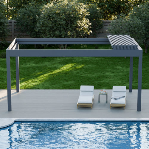Motorised Pergola | Deponti Pinela Deluxe Plus | Sliding Retractable Panels | Spans Up To 7m | Integrated LED | Wall-Mounted or Freestanding
