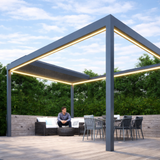 Motorised Pergola | Deponti Pinela Deluxe Plus | Sliding Retractable Panels | Spans Up To 7m | Integrated LED | Wall-Mounted or Freestanding
