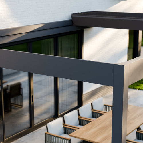 Motorised Pergola | The Aperto | Sliding Retractable Panels | Spans Up To 7m | Integrated LED | Wall-Mounted or Freestanding