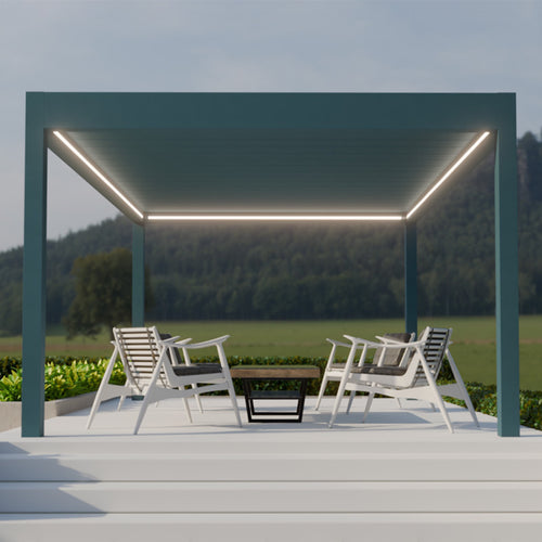 Motorised Pergola | Deponti Pinela Deluxe Plus | Sliding Retractable Panels | Spans Up To 7m | Integrated LED | Wall-Mounted or Freestanding
