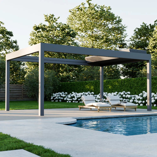 Motorised Pergola | The Aperto | Sliding Retractable Panels | Spans Up To 7m | Integrated LED | Wall-Mounted or Freestanding